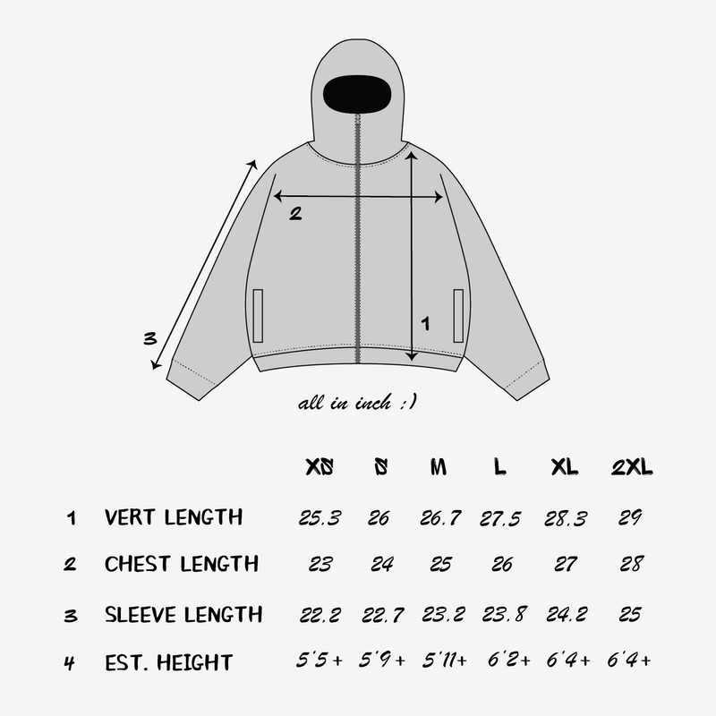 Size chart Inch